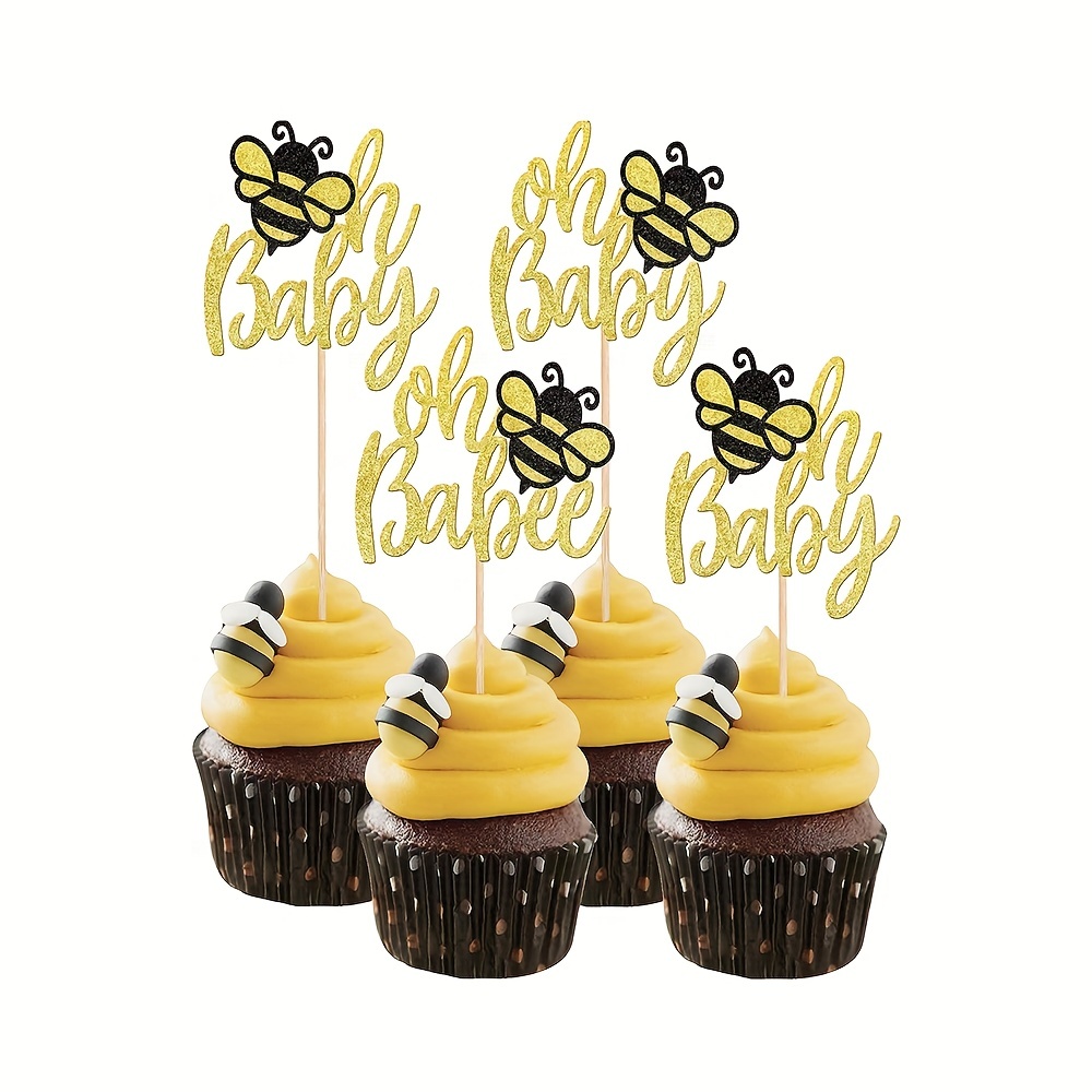 Honey Bee Cupcake Toppers Sweet as Can Bee Theme First Bee Day Party  Decorations Honey Bee, Honeycomb, One Toppers Gold Glitter 