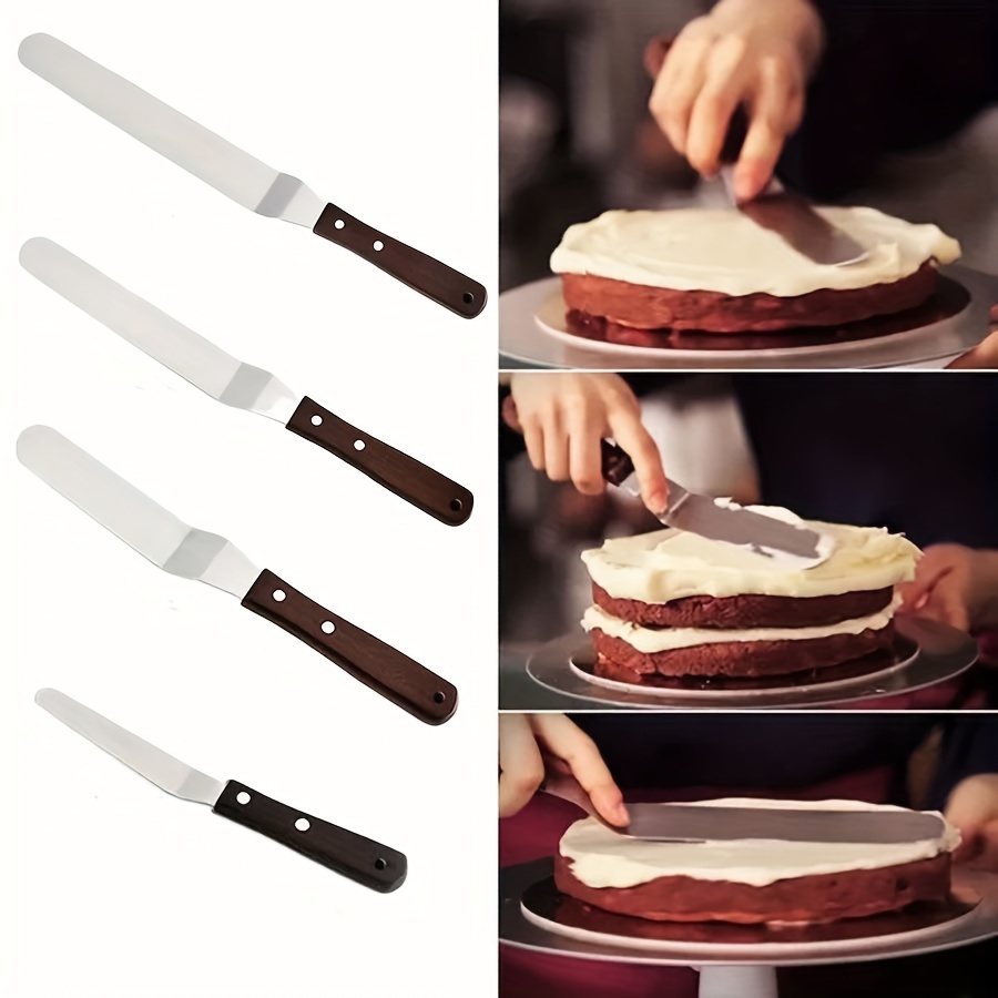 Cake Icing Spatula, Stainless Steel Angled Cake Frosting Spatulas with Wood  Handle, Hole Design, Cake Decor