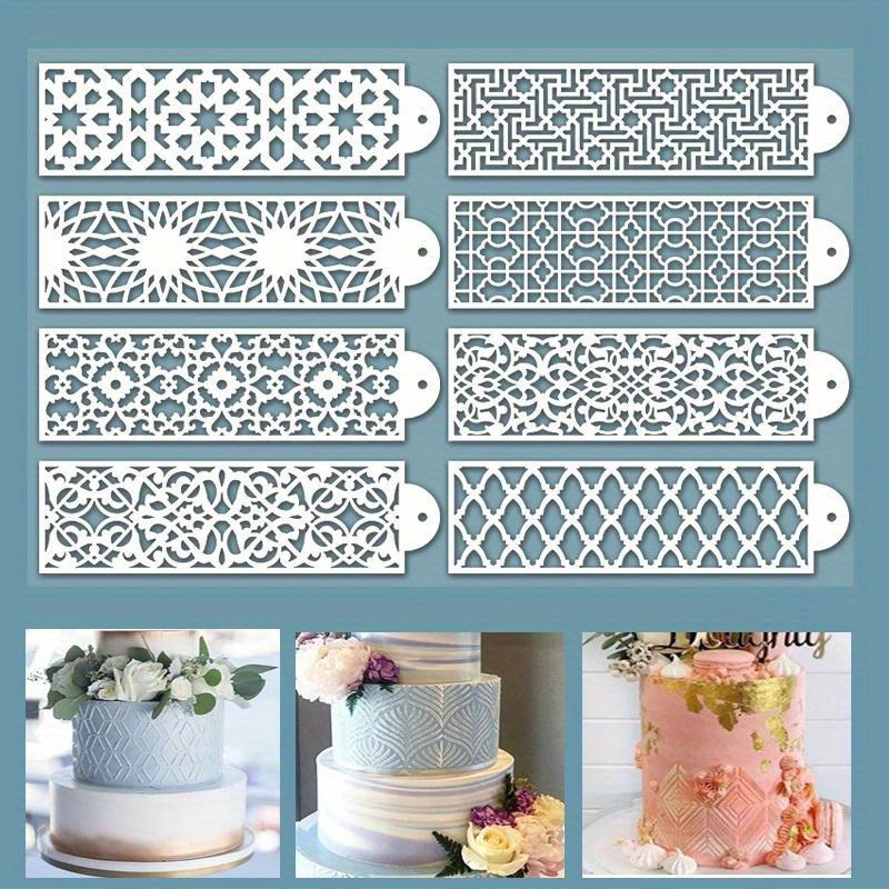 Wedding Cake Stencil Template, Cake Decorating Stencils Cake Templates Cake  Printing Decoration Molds Baking Flower Butterfly Lace Decorating Mold