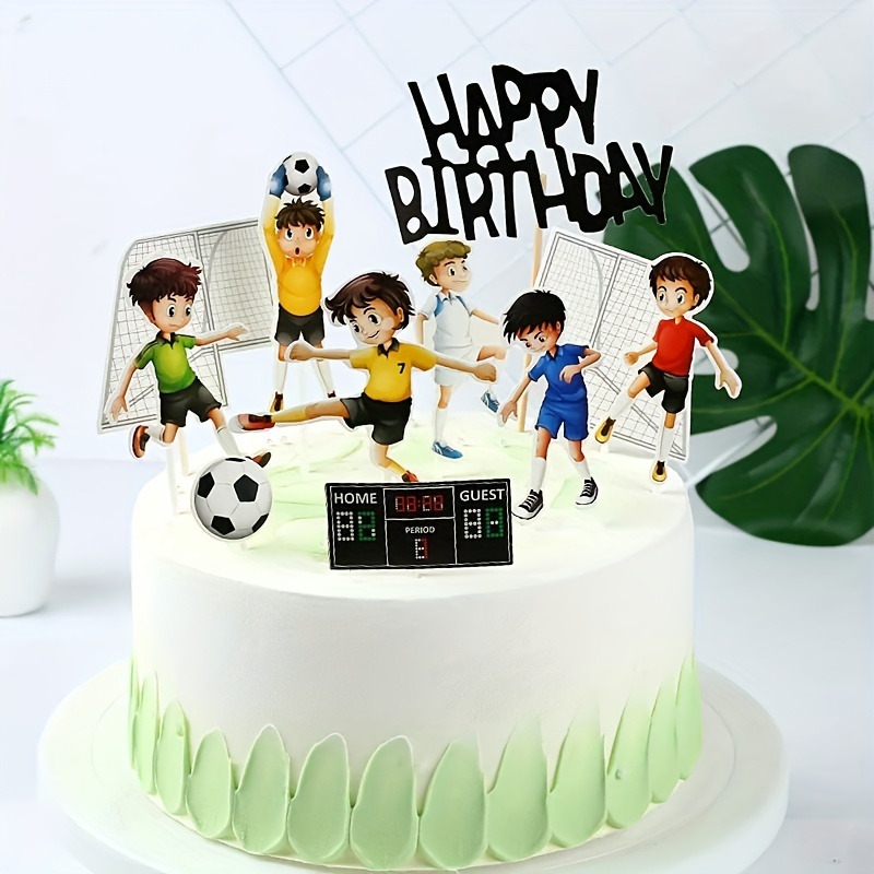 Tarta Fondant cumpleaños Futbol siluetas