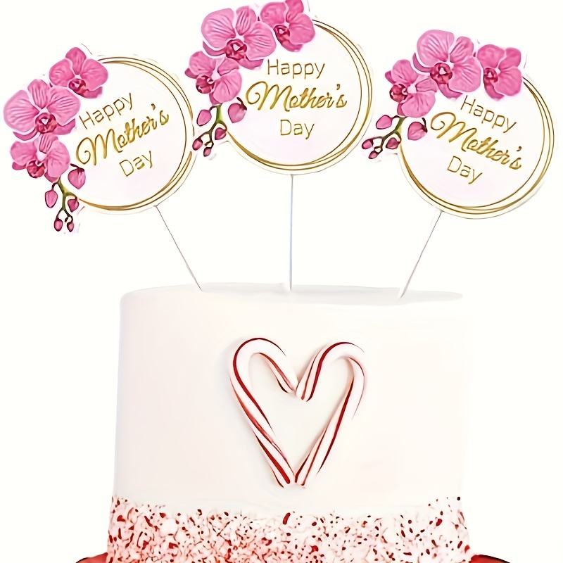 Topper gâteau pour fête des mères, en acrylique, rose et rouge, Love You  Mum, meilleur cadeau