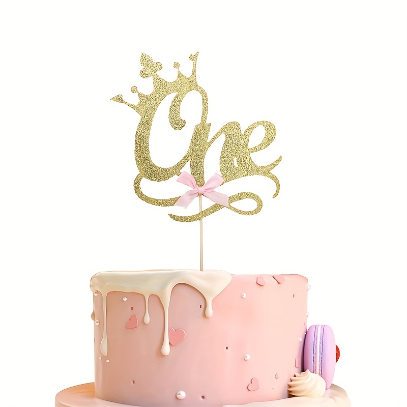 1pc Flower & Letter Decor Cake Topper, Modern Bow Decor Letter Design Cake  Top Decoration For Birthday Party