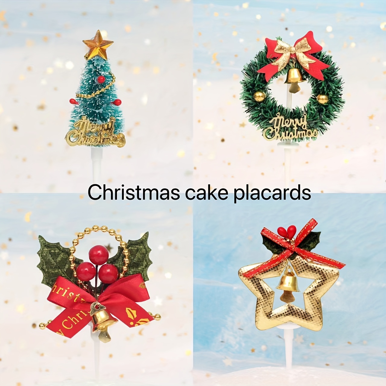 Christmas Cake Top Set Deer Leaf And Grass Ring Decorations - Temu