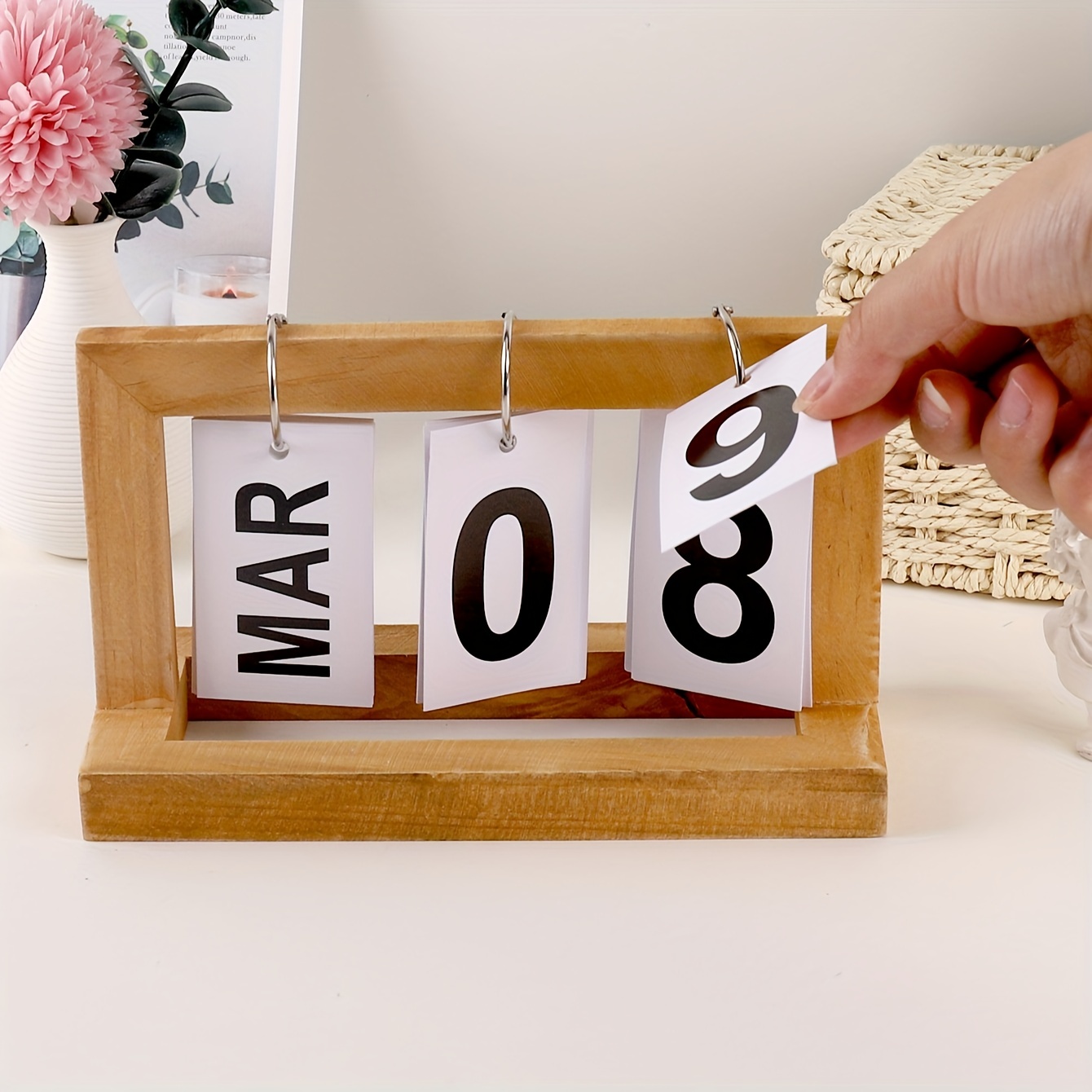 Wooden Desk Calendar Perpetual Calendar Retro Home Unique - Temu