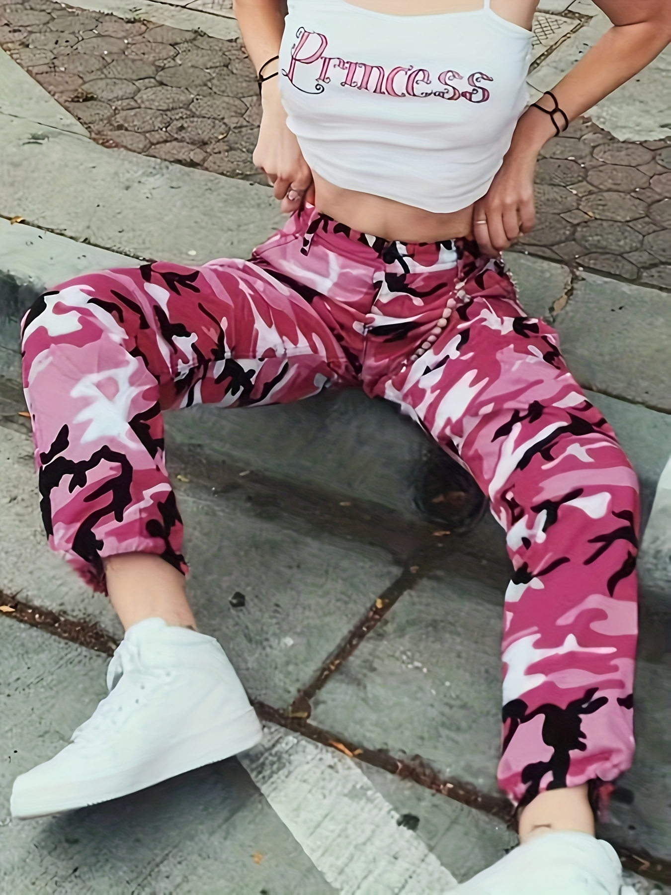 Pantalones De Camuflaje Rosa Para Mujeres Temu Mexico