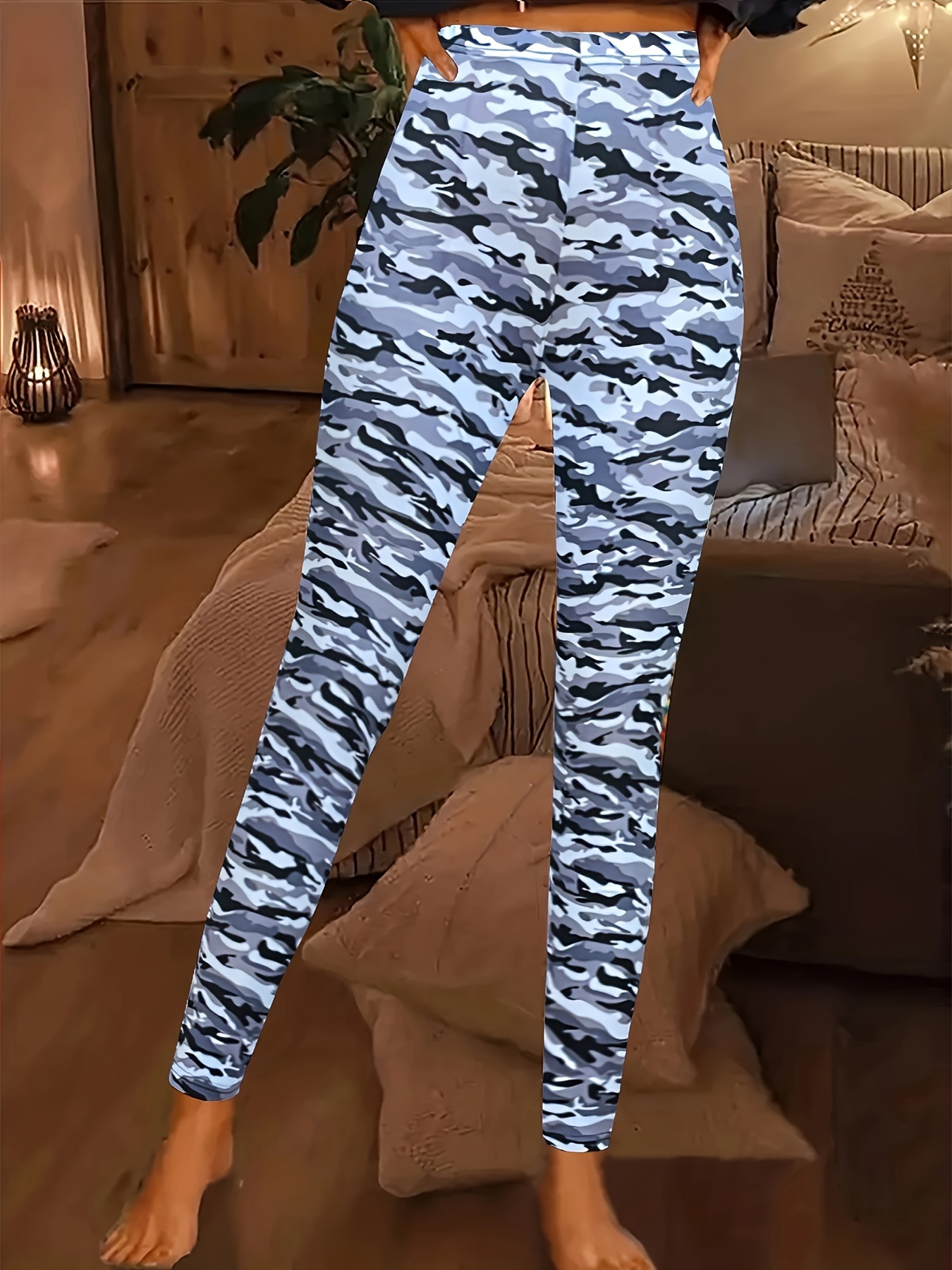 Camo Leggings with Tech Pocket Brown