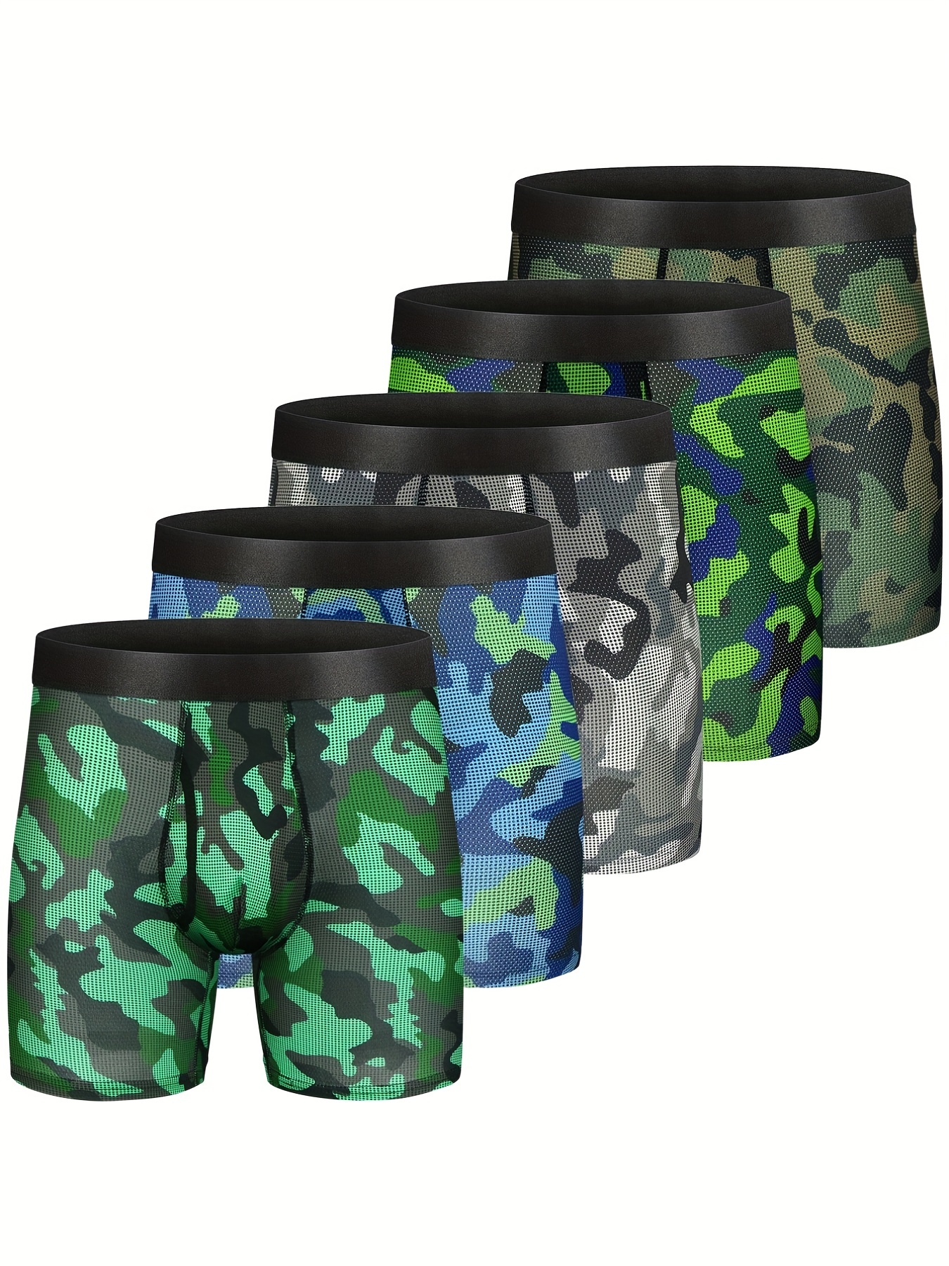 Green Camo Men's Boxer Briefs, Camouflage Military Army Sexy Best