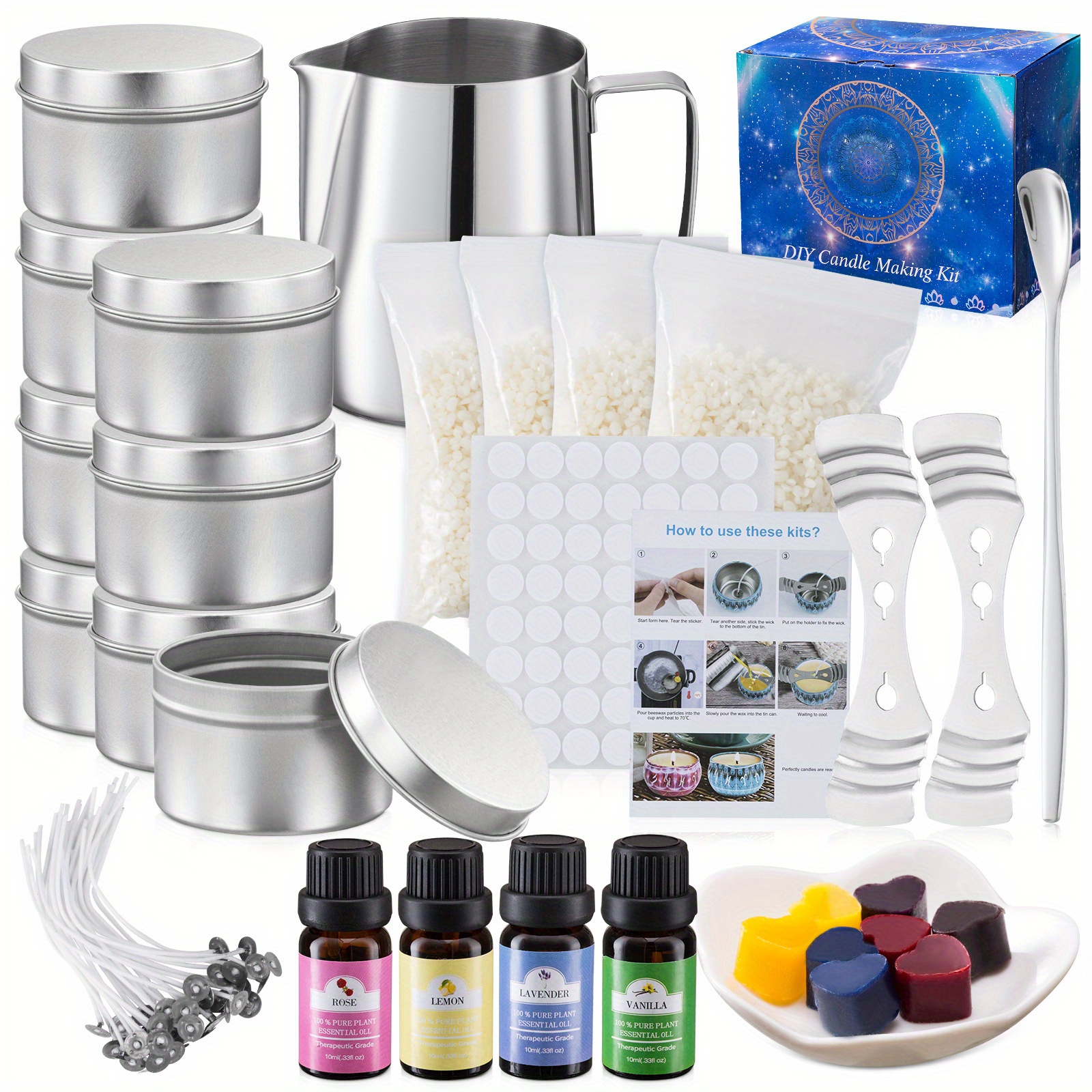 Kit de fabricación de velas para adultos, suministros de fabricación de  velas, kit de fabricación de velas de cera de soja para hacer velas de  soja
