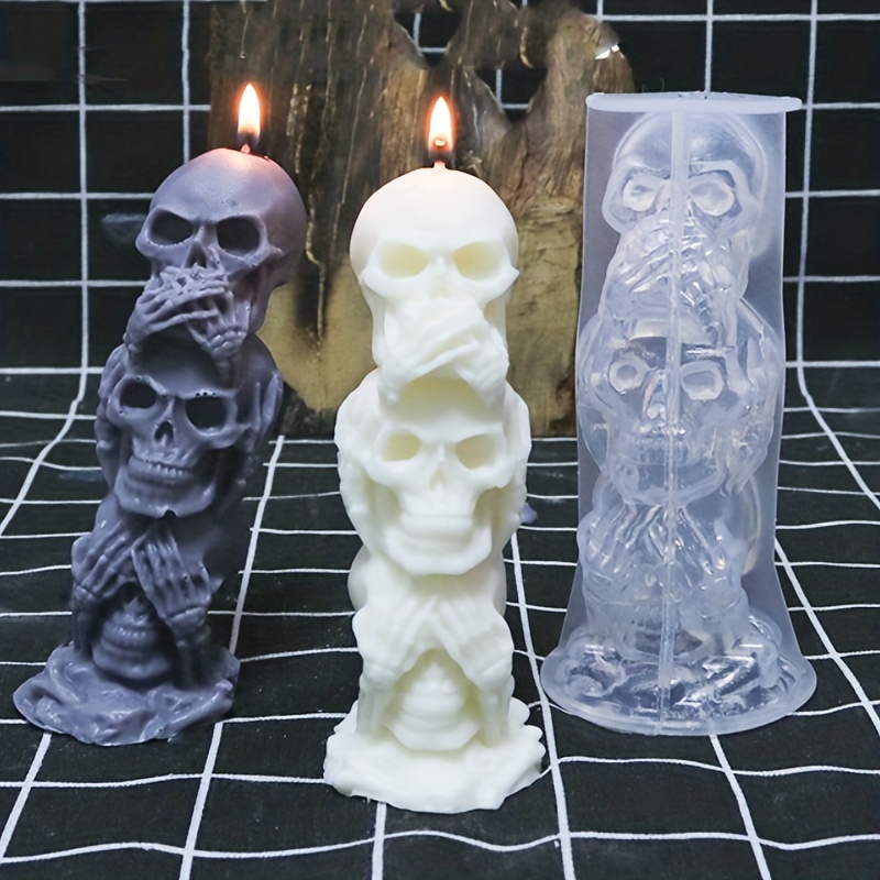 Silicone Skull Molds For Baking, 3D Skull Cake Mold, Halloween Candy  Skull-Shaped Silicon Mold,Spooky Mini-Skulls Chocolate Pan, Haunted  Skeleton