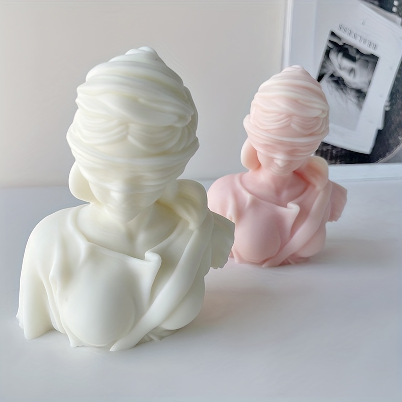  Veiled Lady Candle Mold, Silicone Veiled Female Bust