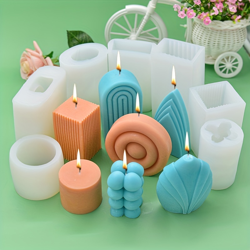 Silicone Candle Molds Easy Demoulding Long Pillar Wax Mould DIY Large  Striped Columnar Conical Cylinder Mould Home Wedding Decor