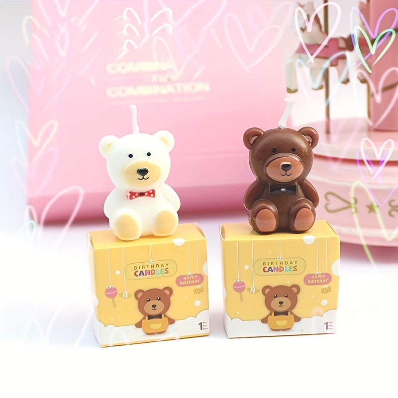 Cute Bear Candles Flameless Mini Candle For Party Christmas - Temu
