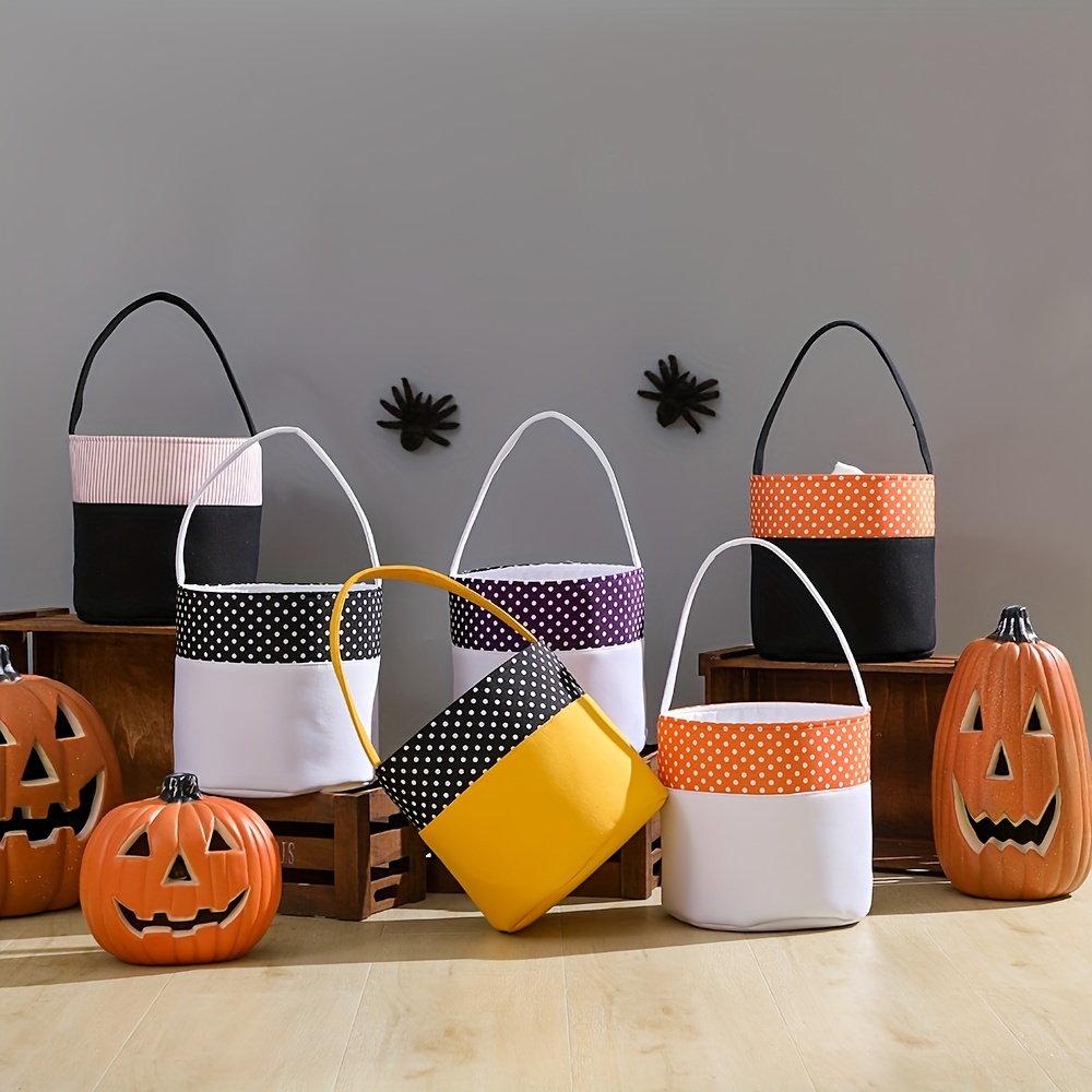 Halloween Trick Or Treat Bags, Halloween Pumpkin Bag, Ladies Multicolor  Christmas gift bag canvas storage bag large square portable canvas bag