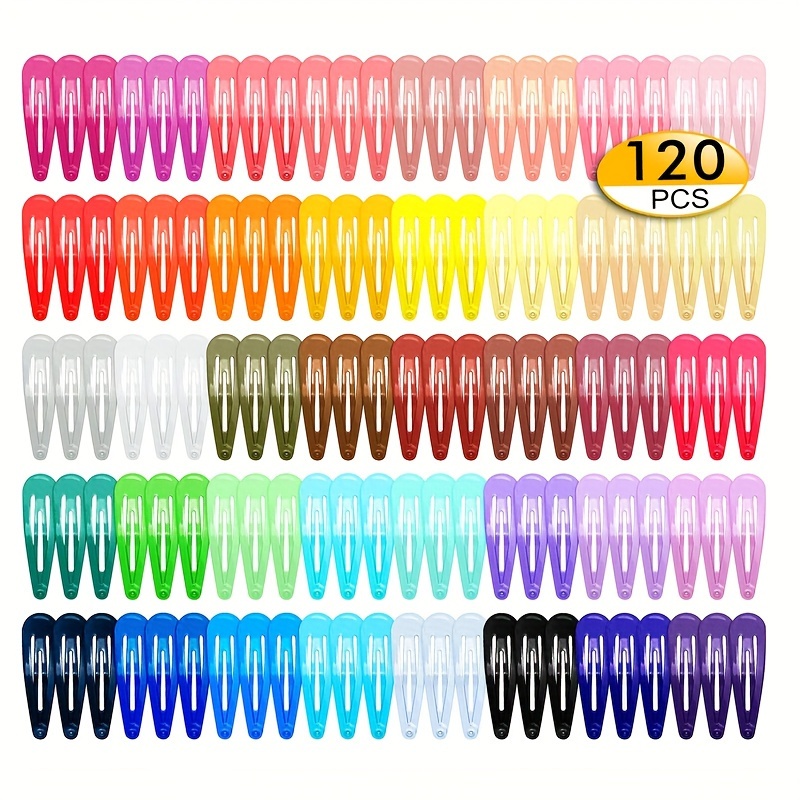 100 Pack Bulk 2 Inch 5 CM Snap Metal Hair Clips Barrettes Silver