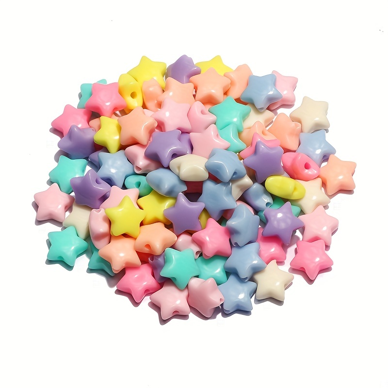 720Pcs Candy Color Acrylic Pastel Beads Heart Beads Star Beads Round Beads,  Colorful Assorted Pony Beads Cute Loose Beads Bulk for Bracelets Jewelry