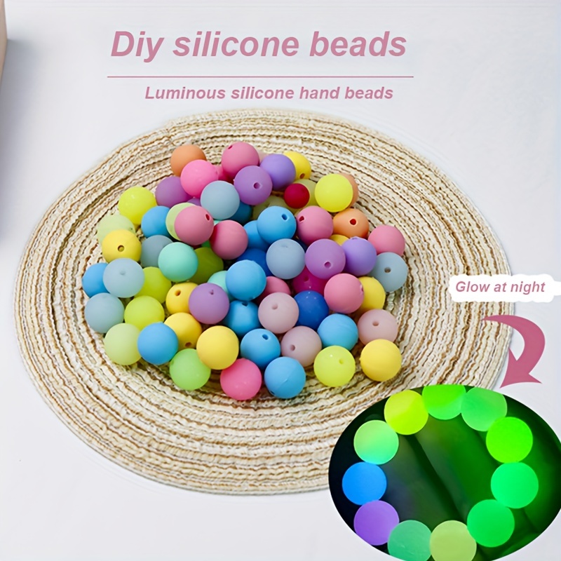 Luminous Glass Beads Round Beads Glow Glass Loose Beads Diy - Temu