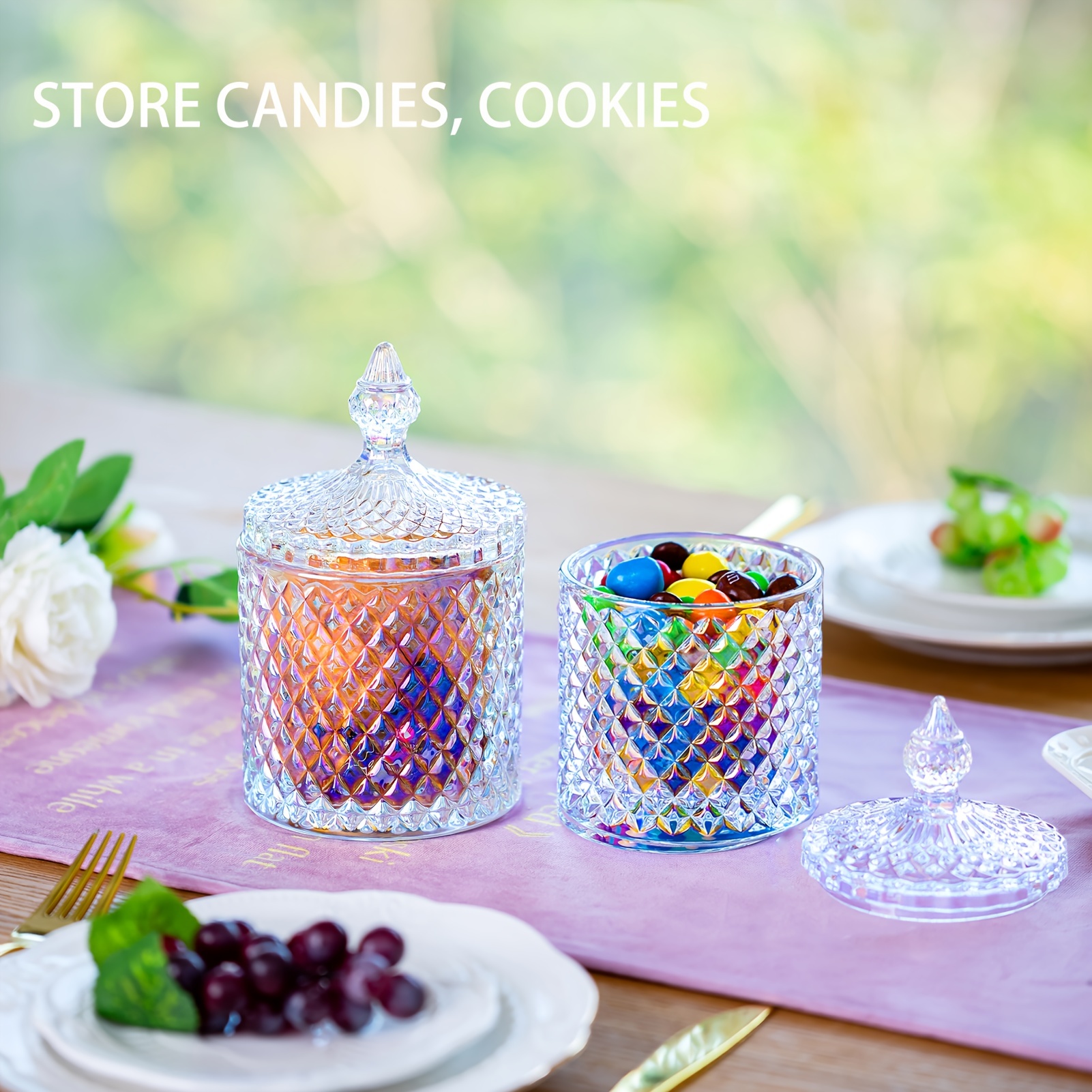 Glass Candy Dish with Lid Decorative Candy Bowl Crystal Covered Glass Candy  Jar - China Glassware and Glass Jar price