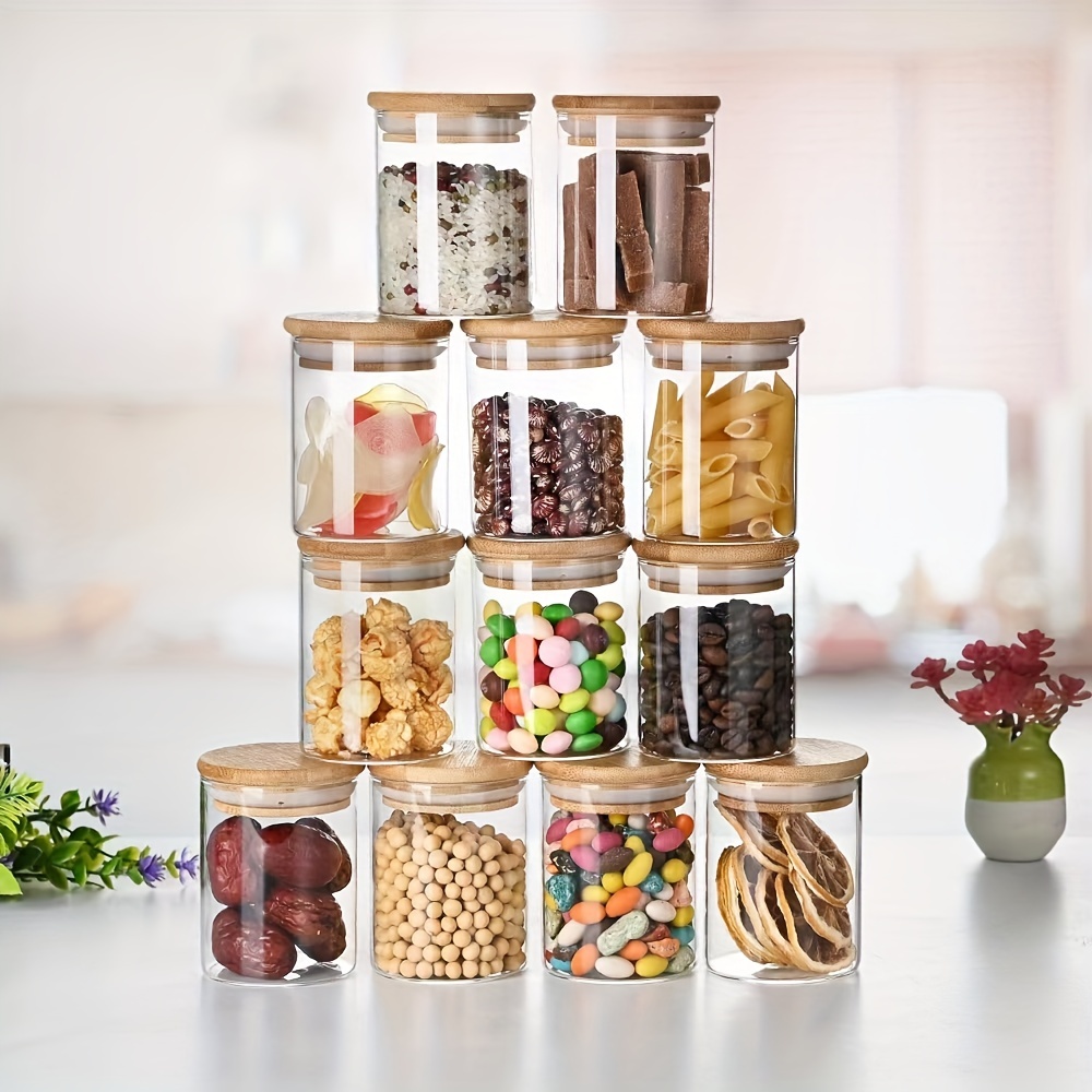 Candy Jars, Cookie Jars, Condiment Jars, Glass Storage Jars, With Bamboo  Lids, Clear Glass Food Storage Jars For Seasoning, Tea, Coffee, Spices,  Candy, For Restaurant Kitchen - Temu