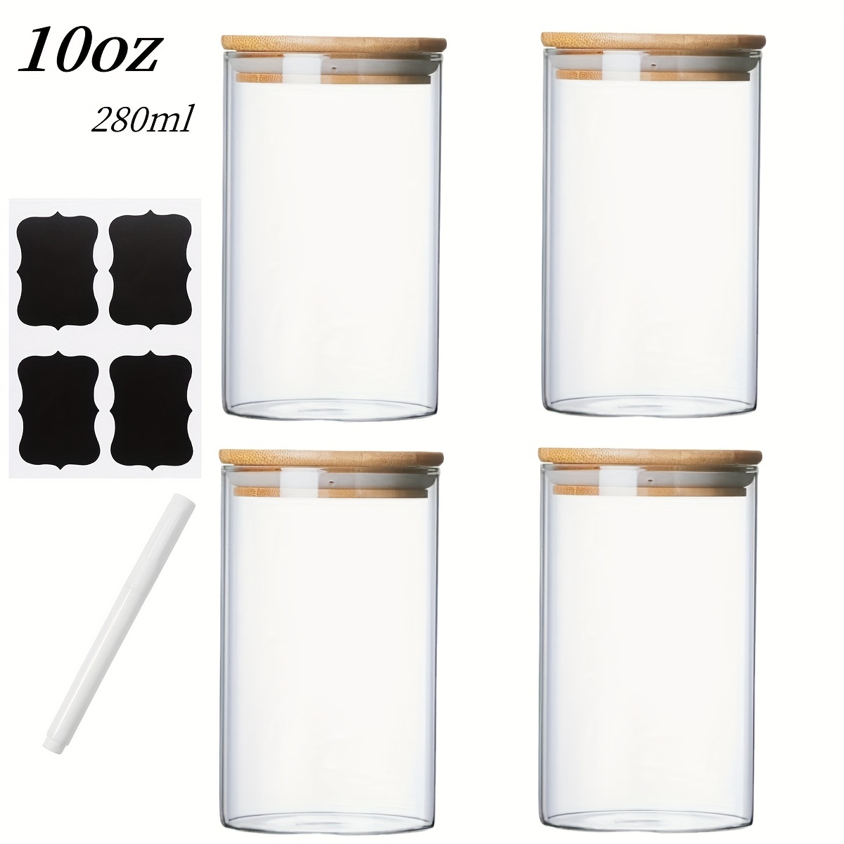 Candy Jar, Cookie Jar, Glass Storage Jar, With Bamboo Lid, With Spoon -  Clear Glass Bulk Food Storage Jar, Spice Jar, Condiment Jar For Serving  Tea, Coffee, Spices, Candy, , Cereals - Temu