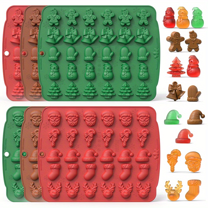 Christmas Gummy Candy Molds Silicone, 2 Pack 30 Cavity Non-Stick Christmas  Elements Silicone Molds for Chocolate, Gummies, Candy, Jelly