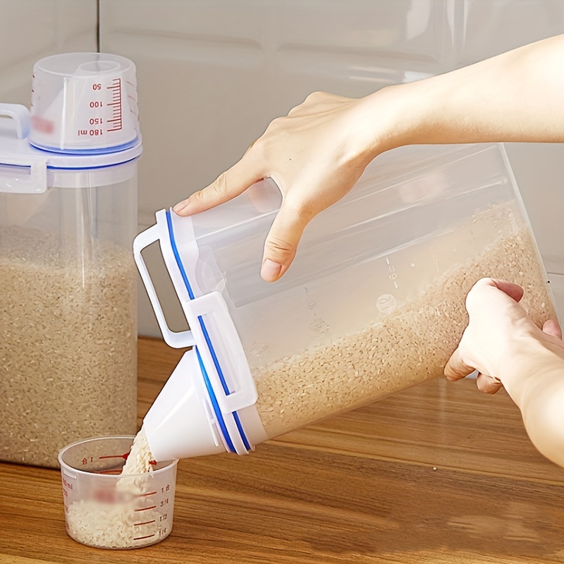 Sealed Food Storage Box Rice Cereal Container Kitchen Food Moisture-proof  Sealed Tank with Measuring Organizer Grains Dispenser