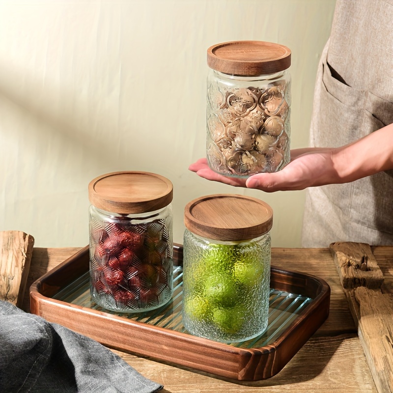 Corundum Square Glass Storage Jar Candy Jars With Lids - Temu