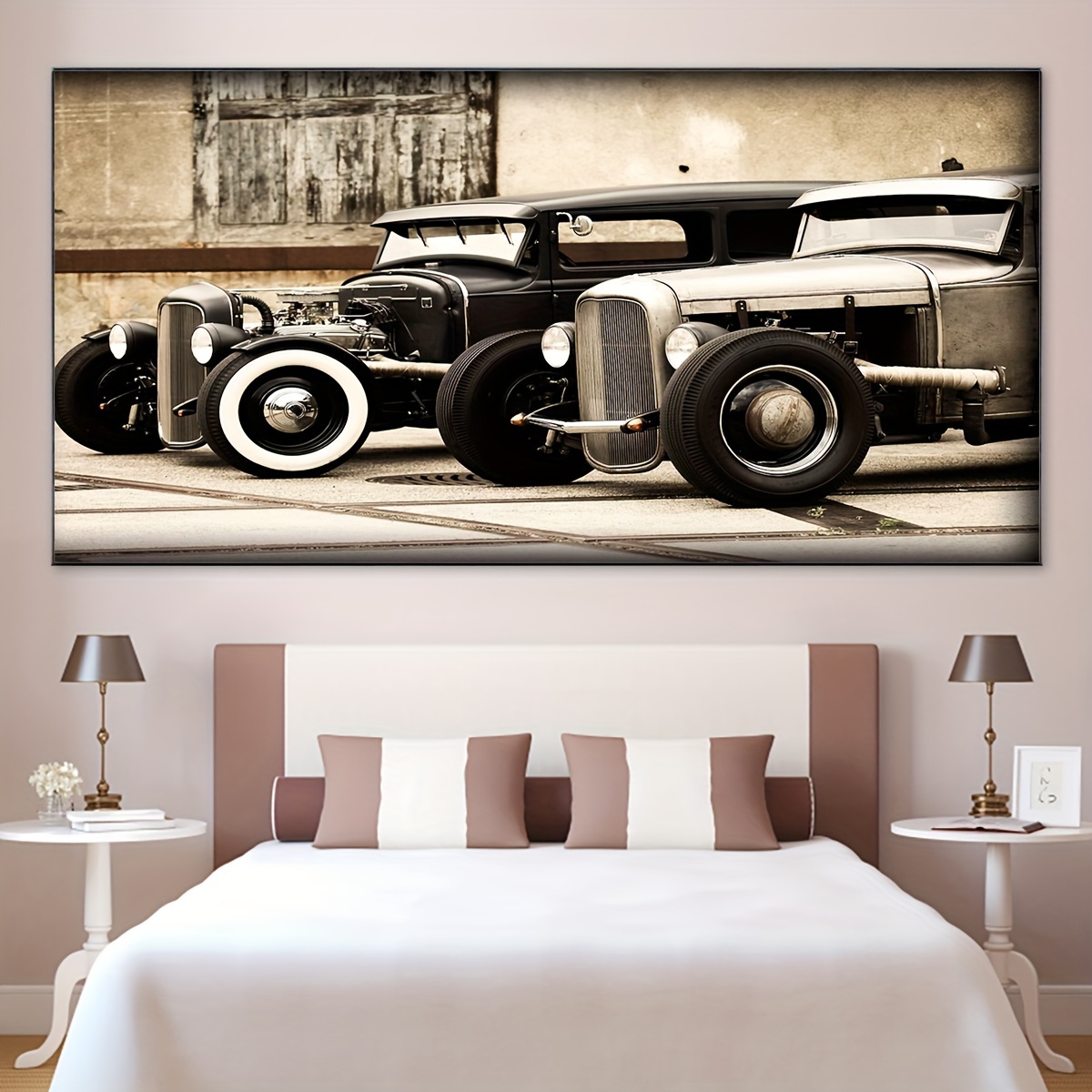 Cuadros retro antiguos modernos para decoración del hogar, imagen de motor  de automóvil deportivo para sala de estar, obra de arte vintage