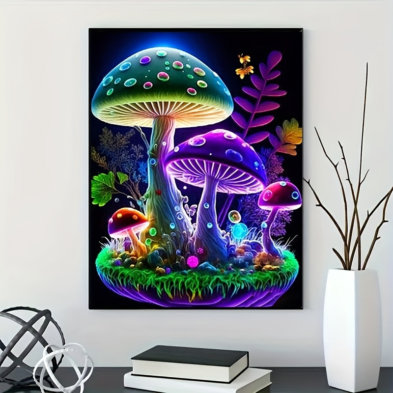 4 PCS Diamond Art Table Decor Mushroom with Lights (Mushroom