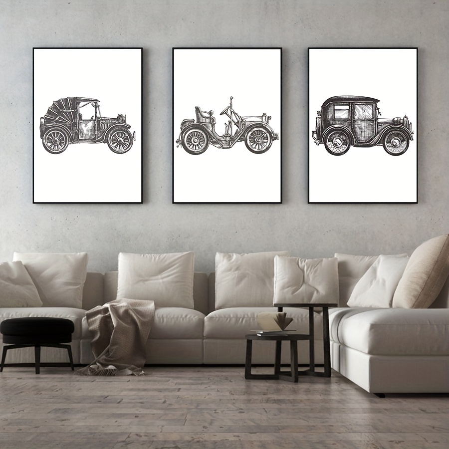 Cuadros retro antiguos modernos para decoración del hogar, imagen de motor  de automóvil deportivo para sala de estar, obra de arte vintage