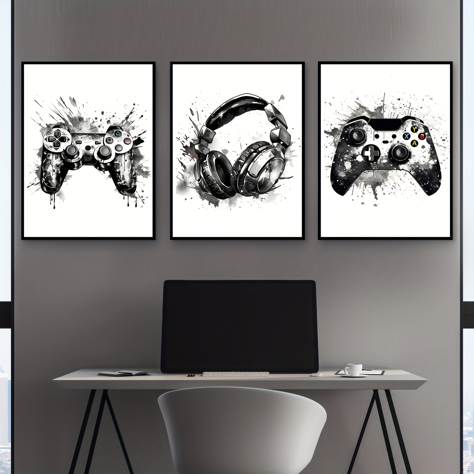 4 Panel Video Game Inspired Quotes Poster Canvas Black White Red Font  Gaming room Wall Decor Boy's Room Wall Art Boyfriend Gift No Frame tableau  mural