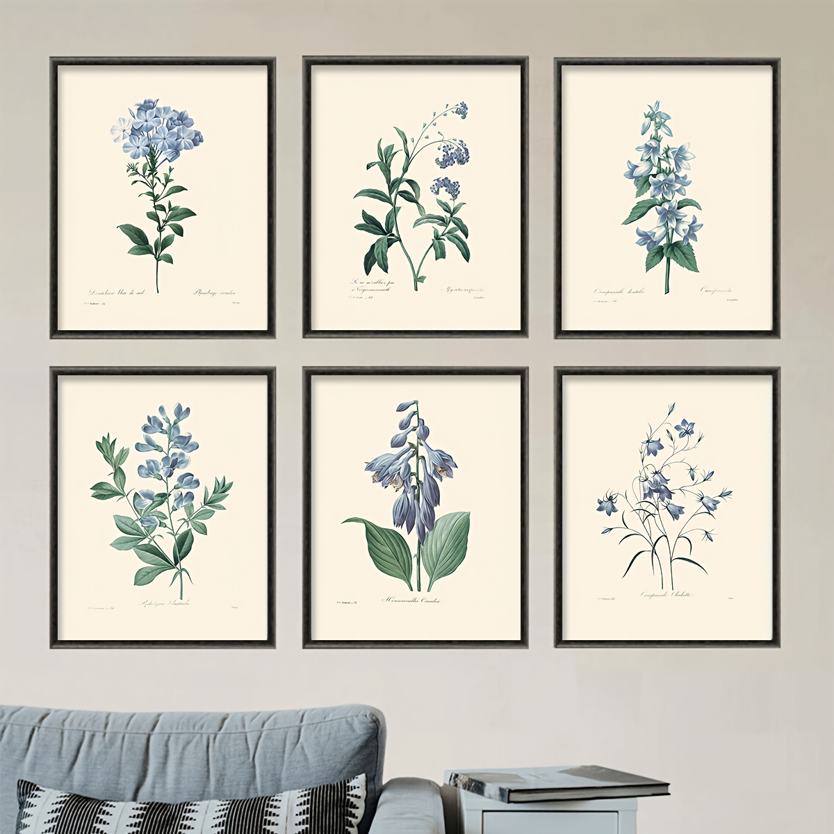 Autocollants Muraux de Fleurs Bleues, Affiche de Décoration de