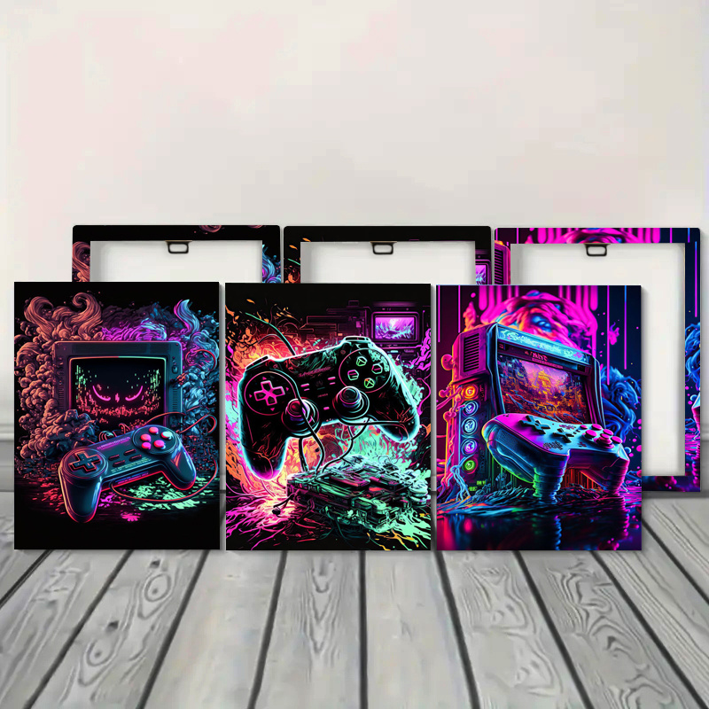 3 Piezas Pinturas Arte Pared Videojuegos, Gamepad Street Graffiti Painting,  Gamer Wall Decor Picture, Gaming Poster, Canvas Prints Decoración Sala ,  Hogar Oficina, Sin Marco - Hogar Cocina - Temu