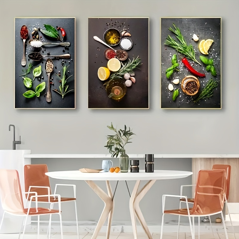 Epices et Cuillère Cuisine Affiche Légumes Fruits Toile Tableau Art  Peintures Decoration Murale pour Cuisine Restaurant Tableau Decoration,  Sans Cadre