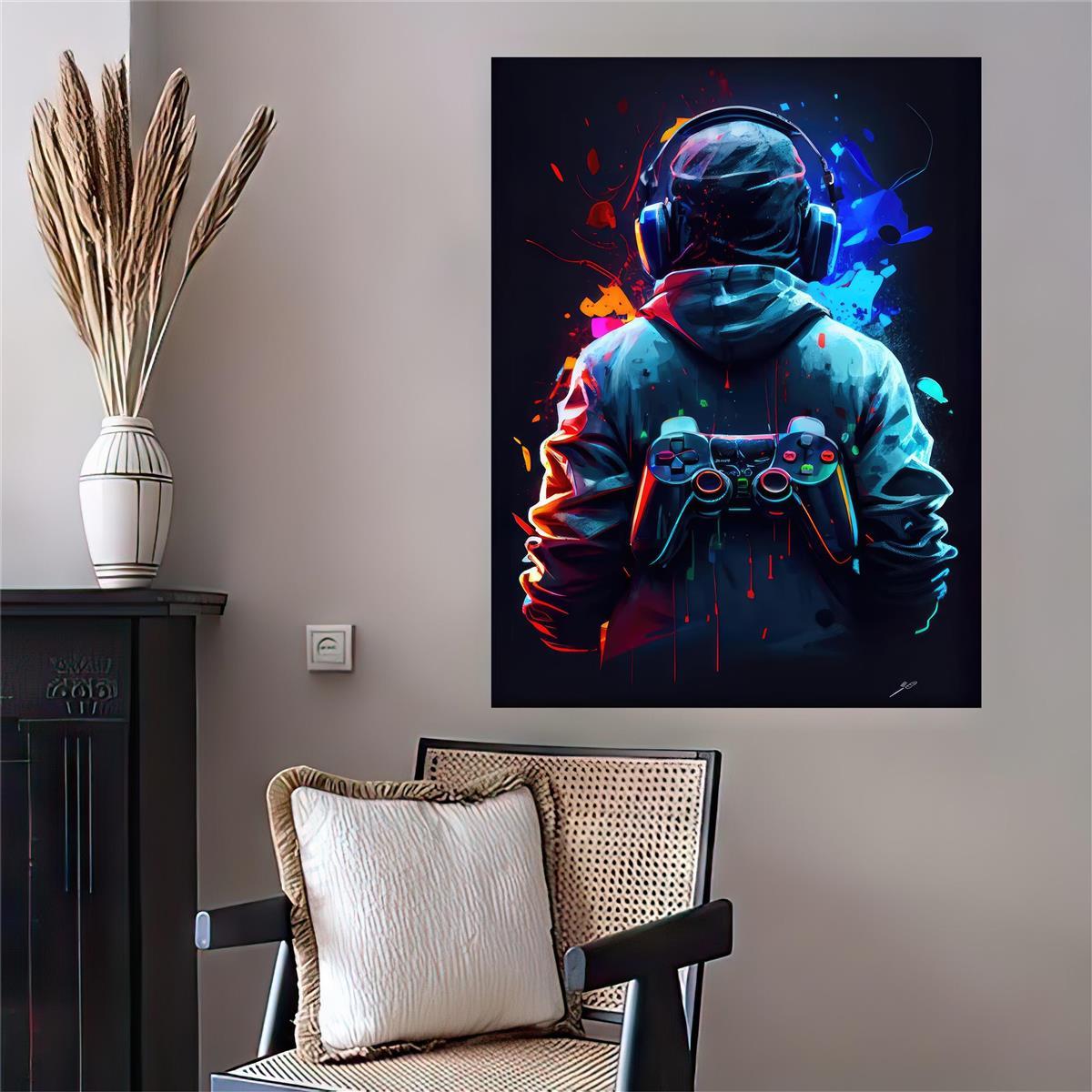 Game Room Decor - Gaming Gifts for PC Gamer, Xbox, PS4, Playstation, Video  Game, Arcade, Men, Teens, Kids - Remote Control Wall Art - Urban Graffiti