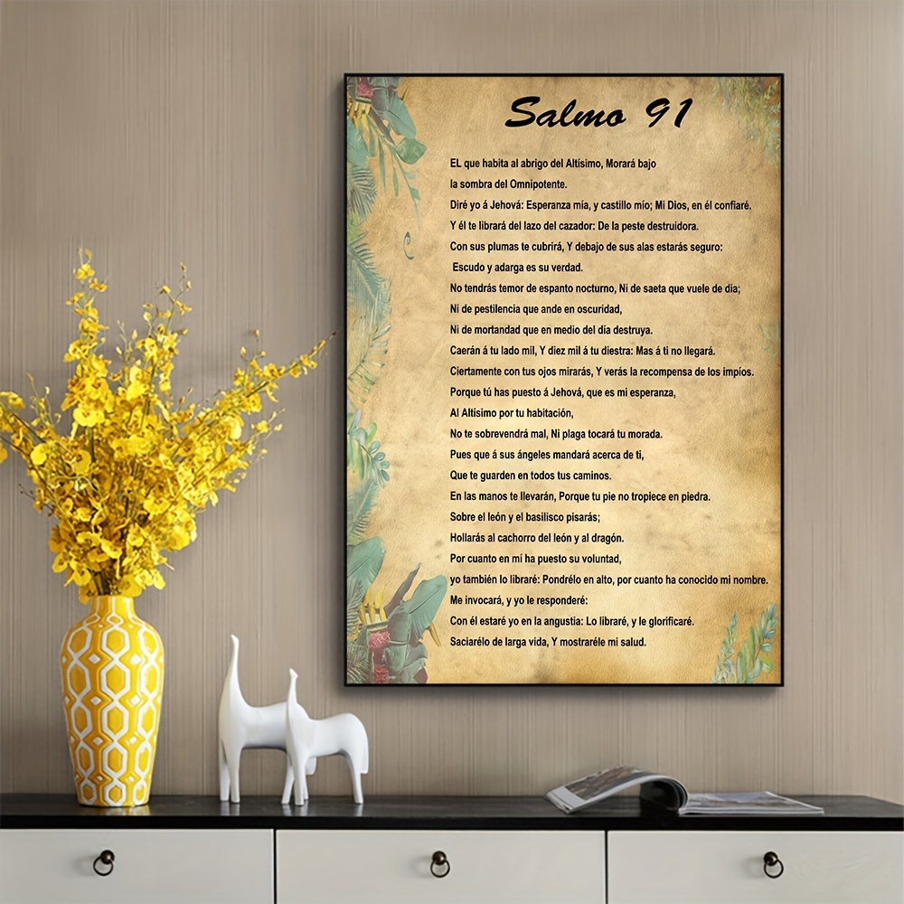 Salmo 91 En Español Para Pared, Psalm Wall Art, Cuadros Cristianos Pared  Español