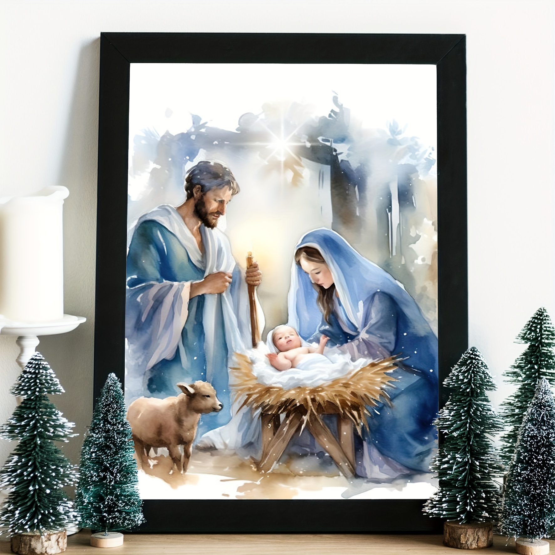6pcs Cruz Pared Madera Escena Natividad Navidad Decoración - Temu