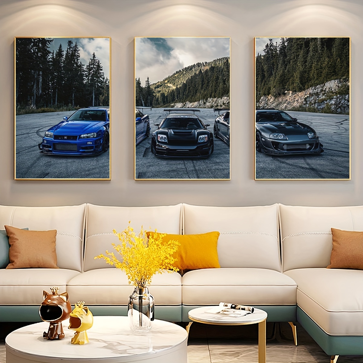  3 piezas de coche vintage coches pintura pintura la imagen  impresión en lienzo viejo auto fotos arte arte moderno para sala de estar  comedor decoración del hogar regalo : Hogar y