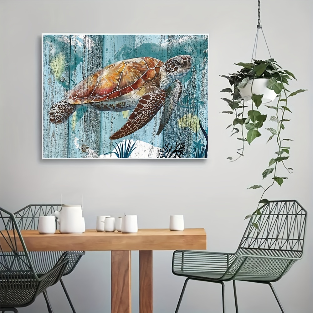 Beautiful and magical watercolor turtle paintining Art - Goldfishwallart