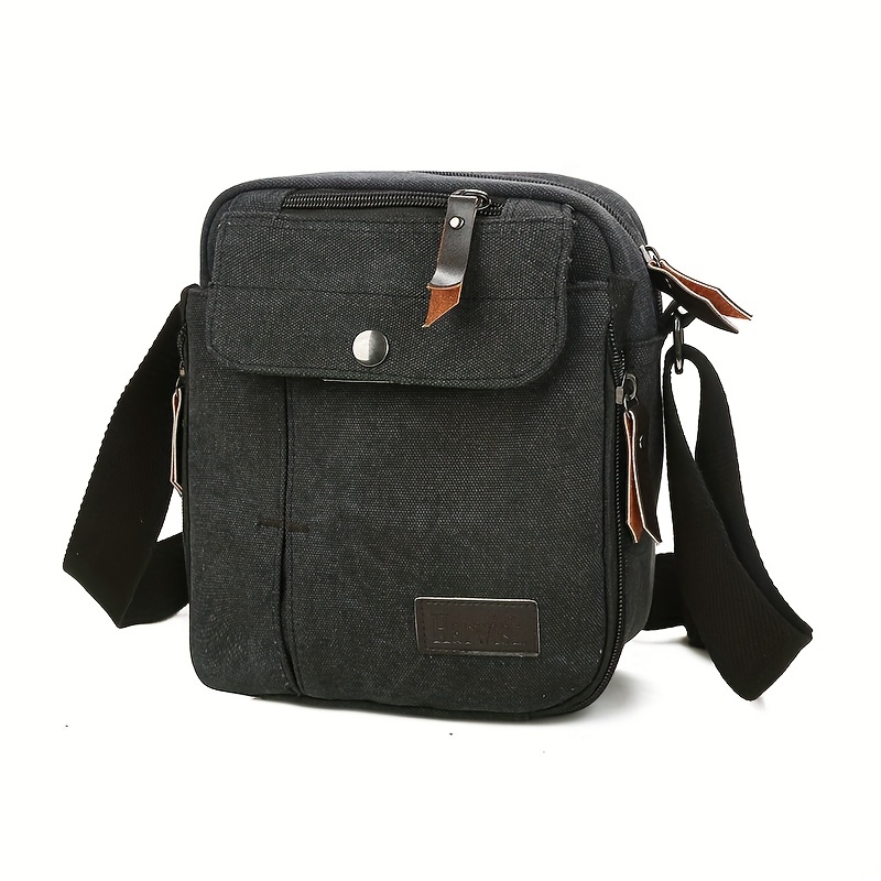 Men Canvas Small Messenger Bag Casual Shoulder Bag Chest Bag