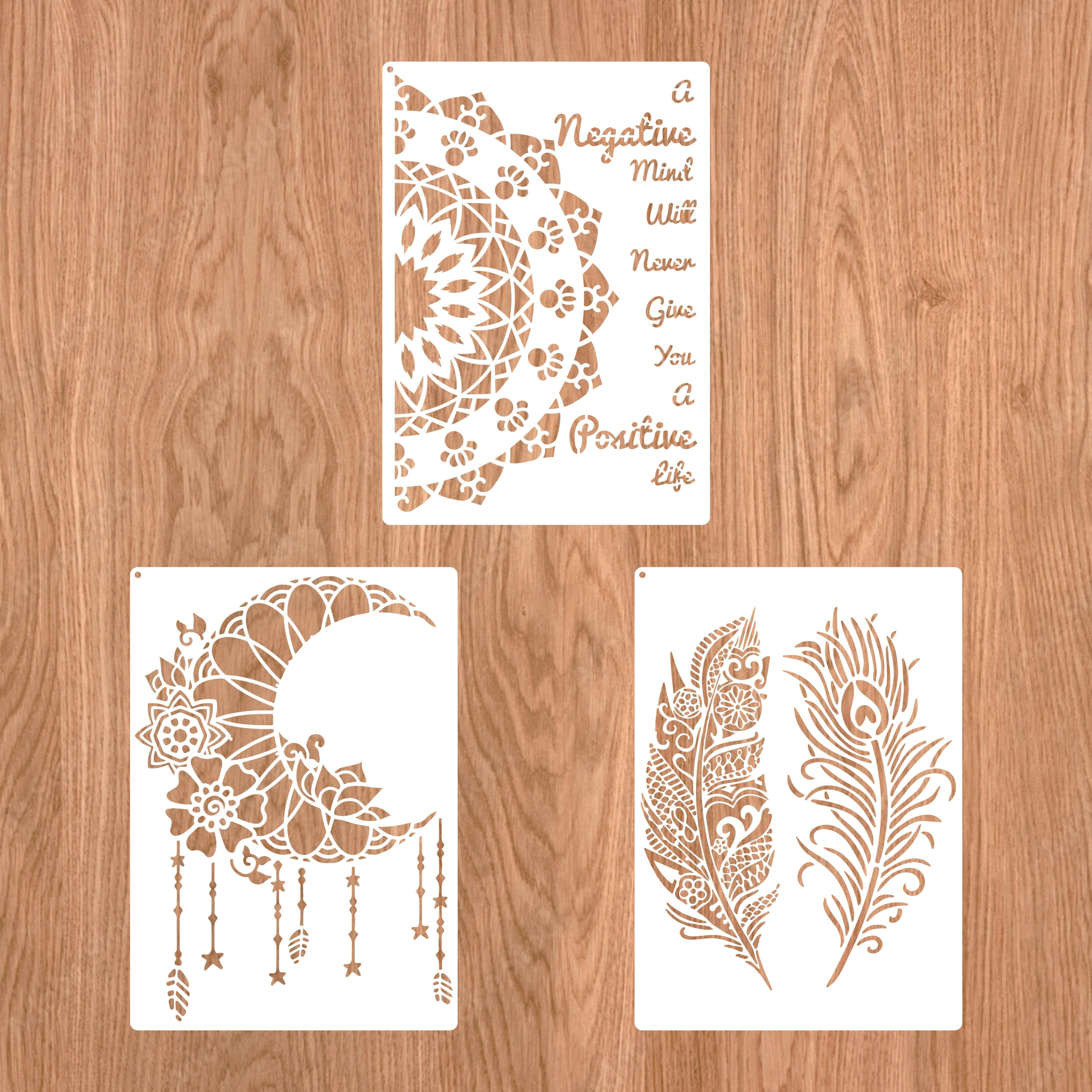 4Pcs A4 Big Feather Leaves DIY Layering Stencils for Painting Scrapbook  Template