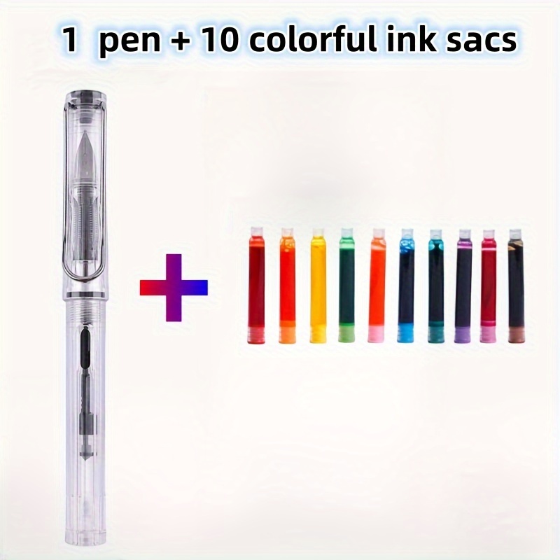 5Pcs Students Practice Calligraphy Pen Portable Colored Fountain Pens with  Ink Sacs