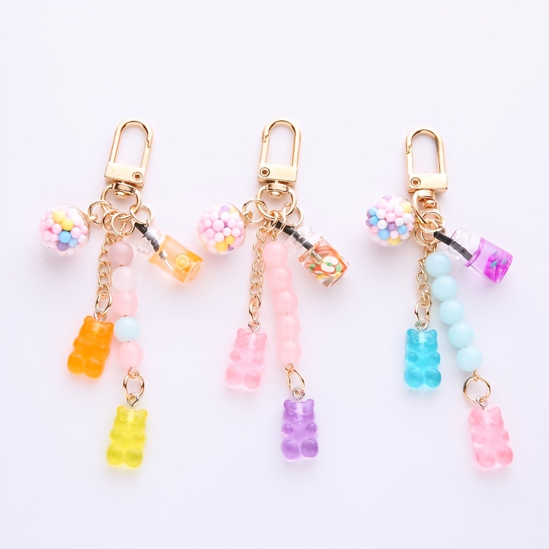 Cute Keychain Backpack Charms Cartoon Bear Keychains Bag Keychains Wristlet  Bracelet Key Ring Car Key Charms For Women - Temu Bahrain