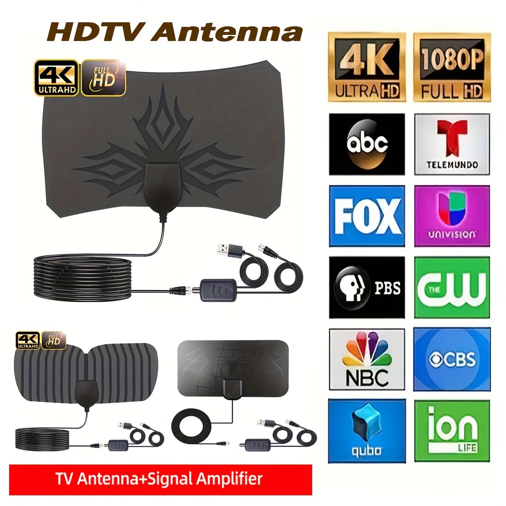  Antena de TV, antena de TV digital HD amplificada para  interiores de hasta 500 millas de alcance con base magnética fuerte,  compatible con canales de TV 4K 1080P VHF UHF y