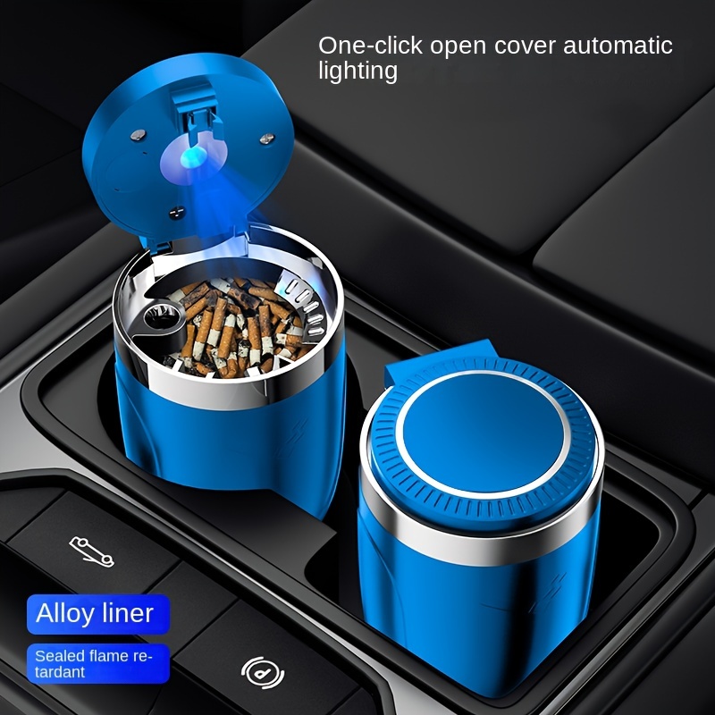  TAKAVU Car Ashtray (1-Pack), Easy Clean Up Detachable Stainless  Car Ashtray with Lid Blue Led Light and Removable Lighter for Most Car Cup  Holder (Silver) : Automotive