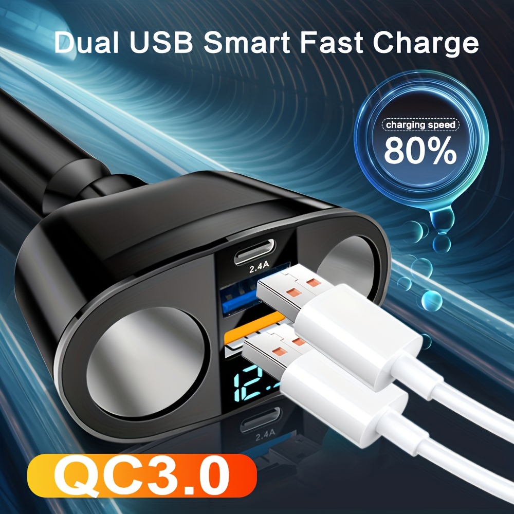 1 Usb Car Charger 4 Ports Fast Charger Adapter Mini - Temu