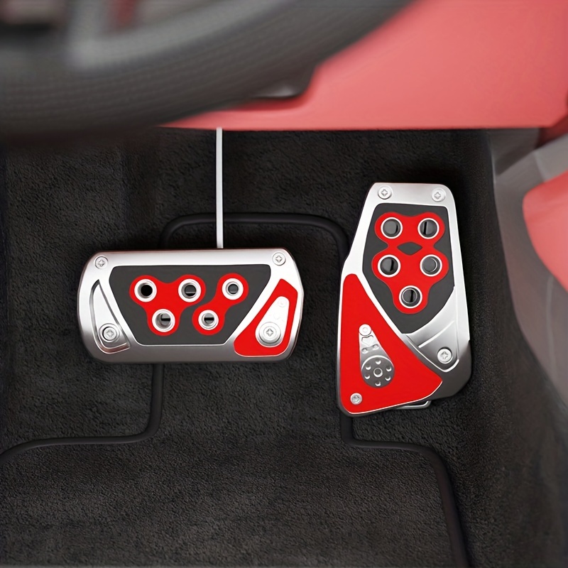 2Pcs Universal Car Pedals Cover Aluminum Automatic Brake Gas Accelerator  Non-Slip Foot Pedal Pad Kit Red Blue Silver Accessories - AliExpress