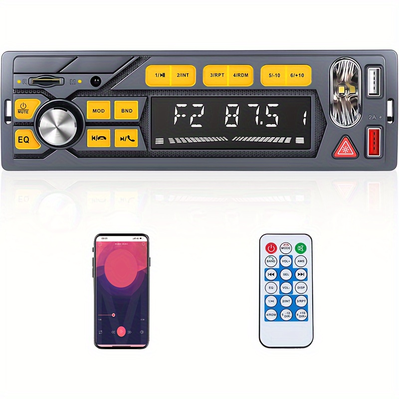 Estéreo de coche de doble DIN en tablero, receptor FM con control remoto,  reproductor multimedia MP5 para automóvil con pantalla táctil digital
