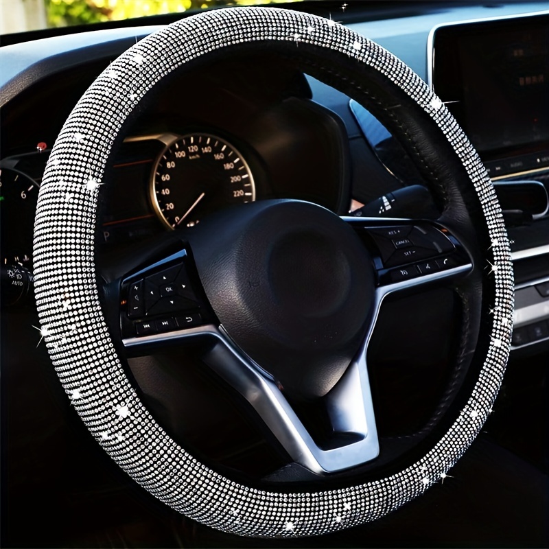15 Pieces Bling Velvet Fabric Car Seat Covers Full Set Black Car  Accessories for Women, Diamond Steering Wheel Cover Rhinestone Crystal Seat  Belt