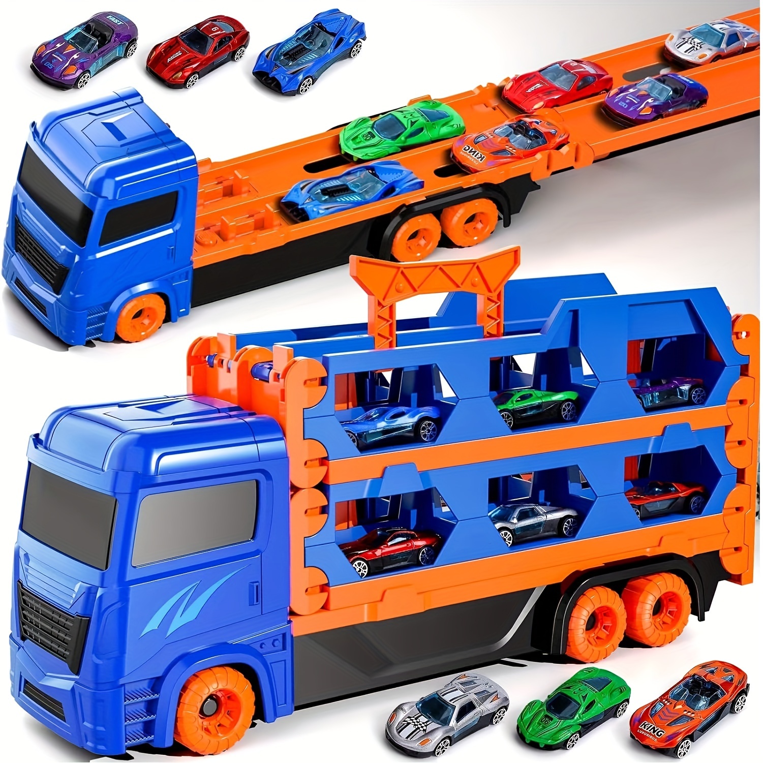  Juguetes para niños de 3 a 4 años, juego de transporte de  camiones grandes con 12 vehículos fundidos a presión, camiones, juguetes,  autos, regalos ideales de Navidad, Pascua, juguetes para niños
