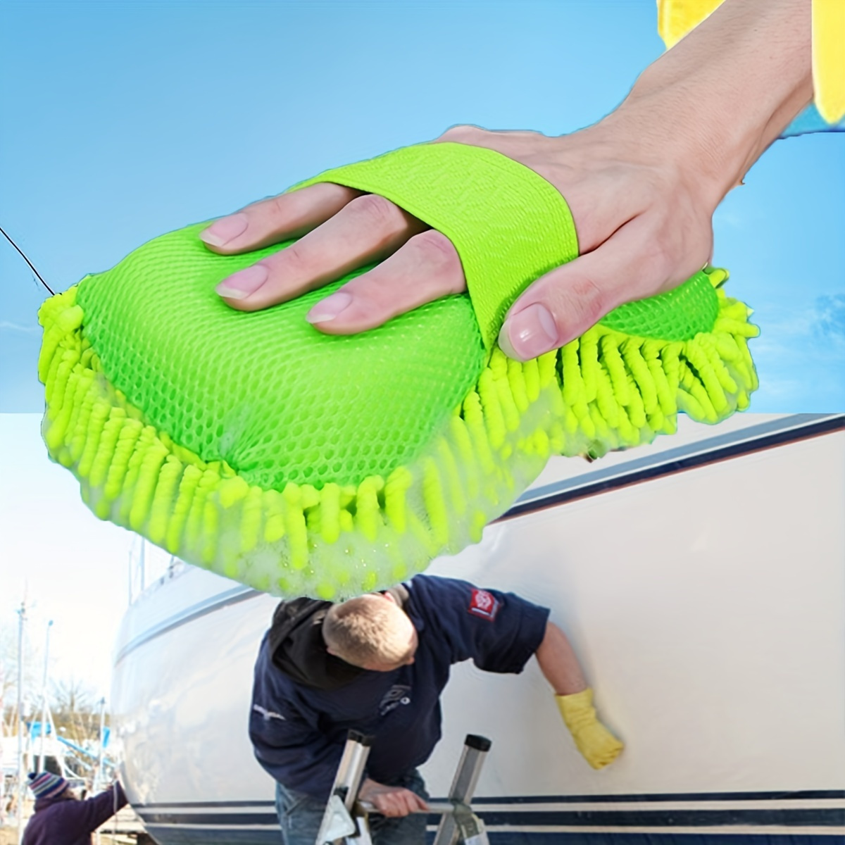 1pc Car Wash Mitt Chenille Microfiber Wash Sponge Scratch Free, Ultra  Absorbent Microfiber Waffle Drying Towel For Car Detailing, Green,  9.05in*5.11in